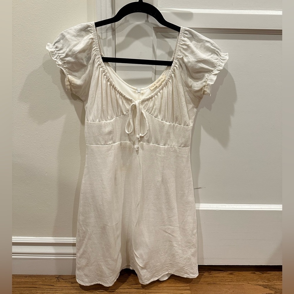 PACSUN LA HEARTS White Puffy Short Sleeve Dress, Tie Front, Women’s XS